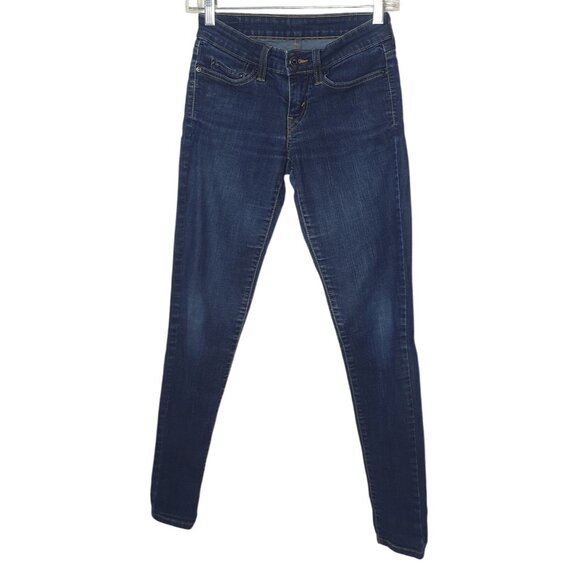 Levis Juniors Mid-Rise Skinny Jeans Sz 1M Cotton Blend Dark Wash - Picture 1 of 5